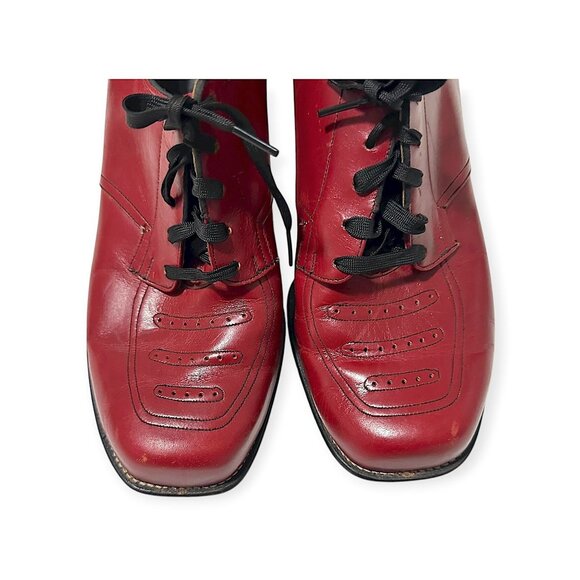 Vintage 1940s Red Leather Oxford Heels Arch-Heel Cushioned Insole 7.5 - Picture 10 of 15